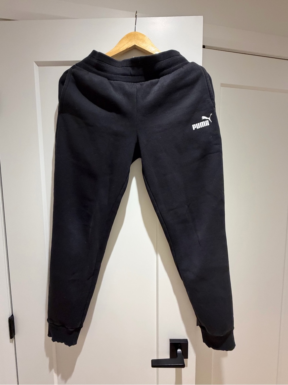 Puma Black Straight-Leg Sweatpants with Logo